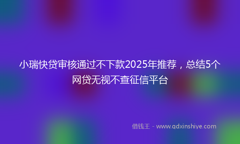 小瑞快贷审核通过不下款2025年推荐，总结5个网贷无视不查征信平台
