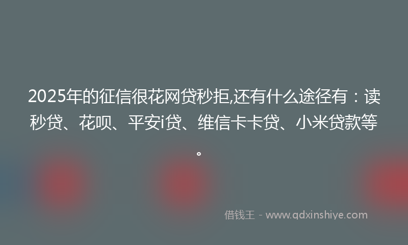 2025年的征信很花网贷秒拒,还有什么途径有：读秒贷、花呗、平安i贷、维信卡卡贷、小米贷款等。
