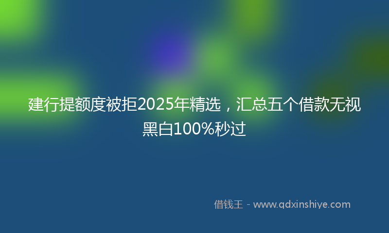 建行提额度被拒2025年精选，汇总五个借款无视黑白100%秒过