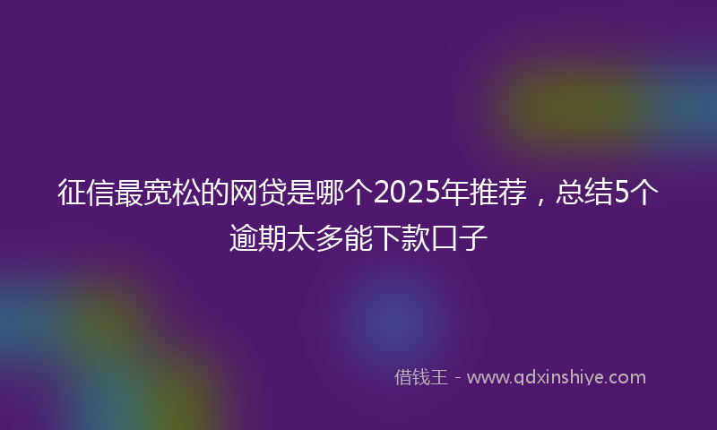 征信最宽松的网贷是哪个2025年推荐，总结5个逾期太多能下款口子