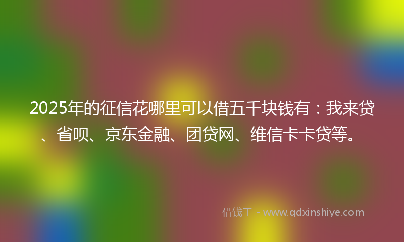 2025年的征信花哪里可以借五千块钱有：我来贷、省呗、京东金融、团贷网、维信卡卡贷等。