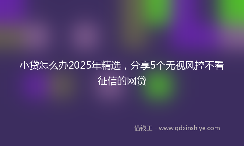 小贷怎么办2025年精选，分享5个无视风控不看征信的网贷