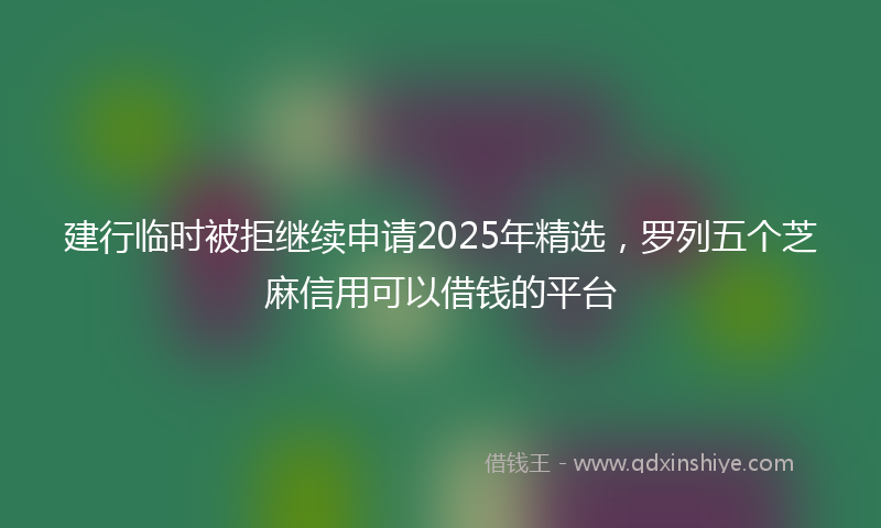 建行临时被拒继续申请2025年精选，罗列五个芝麻信用可以借钱的平台