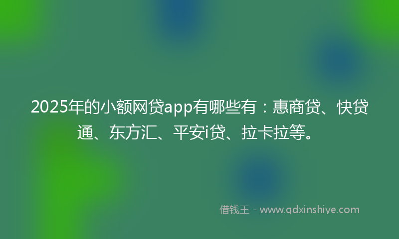 2025年的小额网贷app有哪些有：惠商贷、快贷通、东方汇、平安i贷、拉卡拉等。