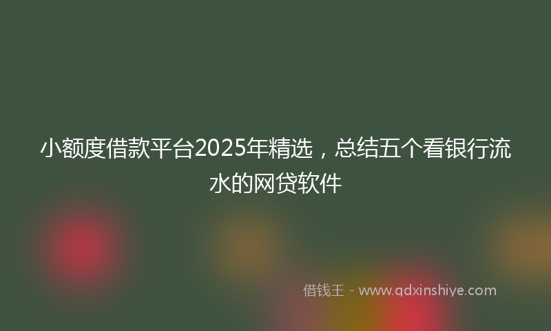 小额度借款平台2025年精选，总结五个看银行流水的网贷软件