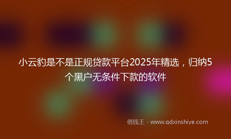 小云豹是不是正规贷款平台2025年精选，归纳5个黑户无条件下款的软件
