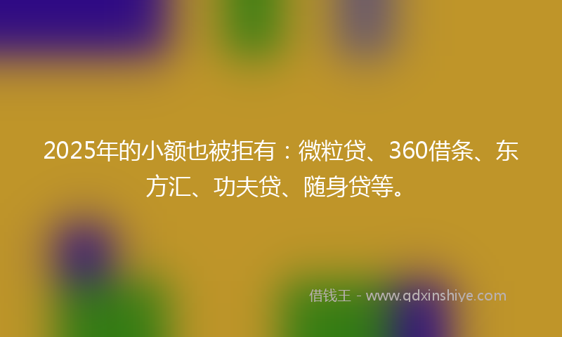 2025年的小额也被拒有：微粒贷、360借条、东方汇、功夫贷、随身贷等。