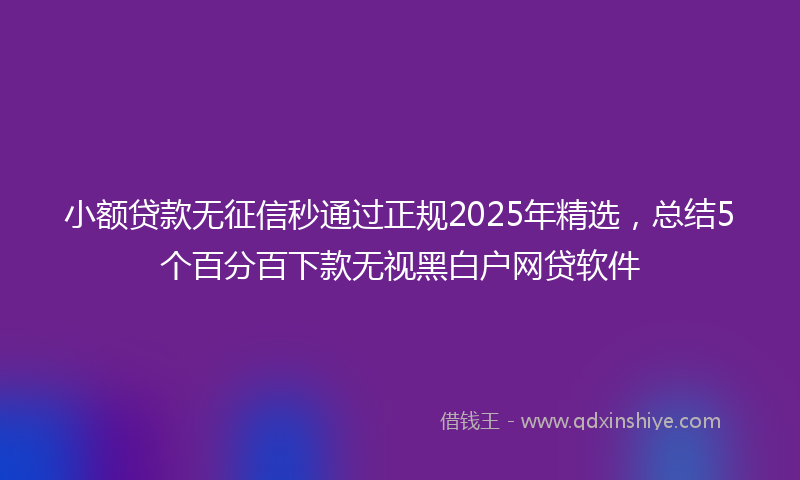 小额贷款无征信秒通过正规2025年精选，总结5个百分百下款无视黑白户网贷软件