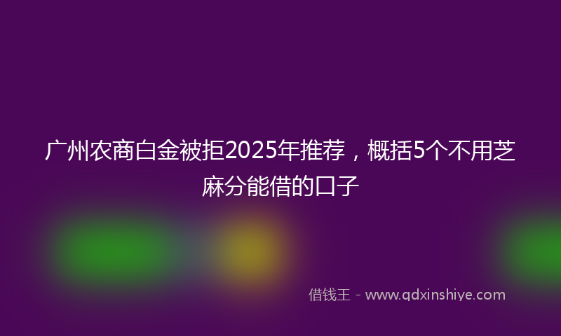 广州农商白金被拒2025年推荐，概括5个不用芝麻分能借的口子