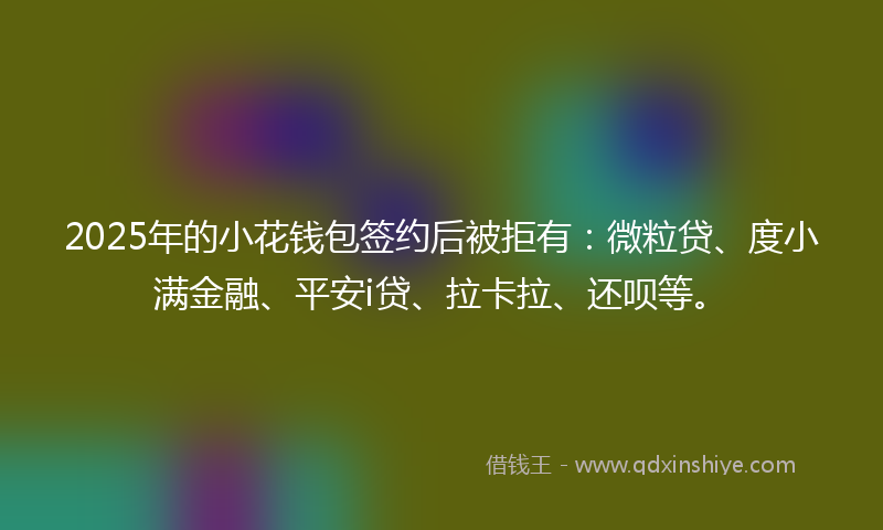 2025年的小花钱包签约后被拒有：微粒贷、度小满金融、平安i贷、拉卡拉、还呗等。