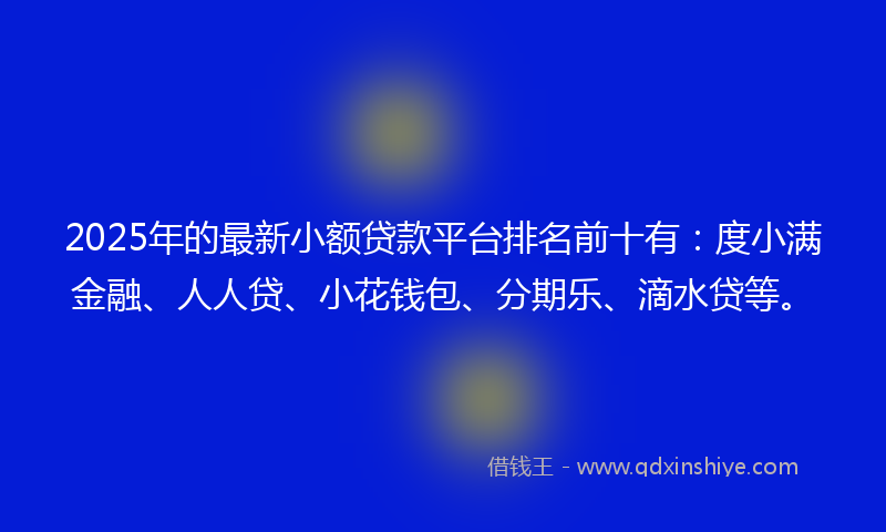 2025年的最新小额贷款平台排名前十有：度小满金融、人人贷、小花钱包、分期乐、滴水贷等。