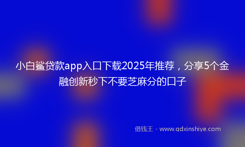 小白鲨贷款app入口下载2025年推荐，分享5个金融创新秒下不要芝麻分的口子
