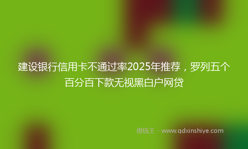 建设银行信用卡不通过率2025年推荐，罗列五个百分百下款无视黑白户网贷