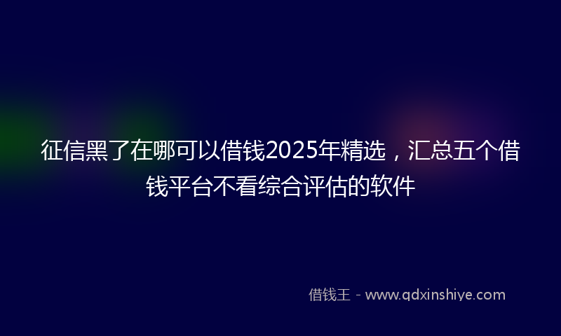征信黑了在哪可以借钱2025年精选，汇总五个借钱平台不看综合评估的软件
