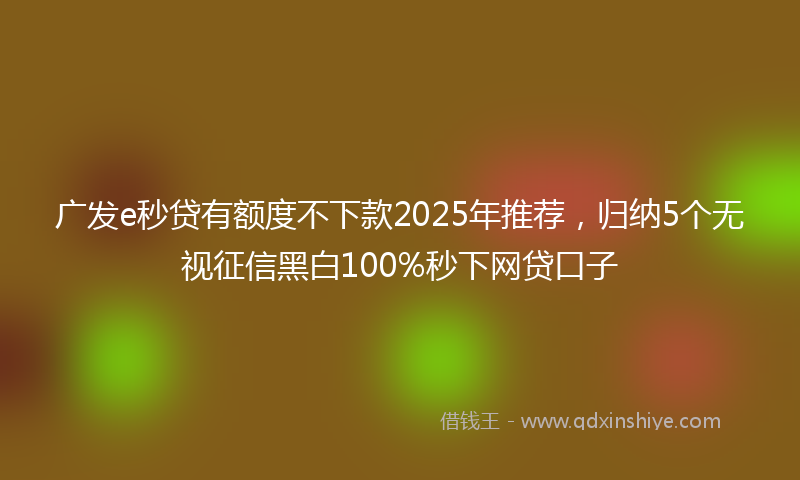 广发e秒贷有额度不下款2025年推荐，归纳5个无视征信黑白100%秒下网贷口子