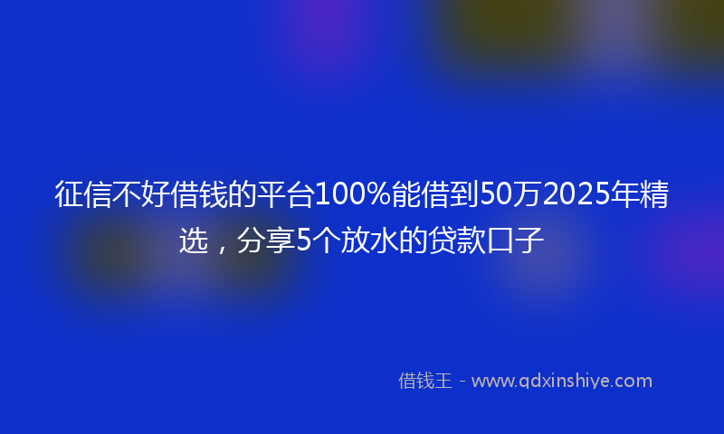 征信不好借钱的平台100%能借到50万2025年精选，分享5个放水的贷款口子