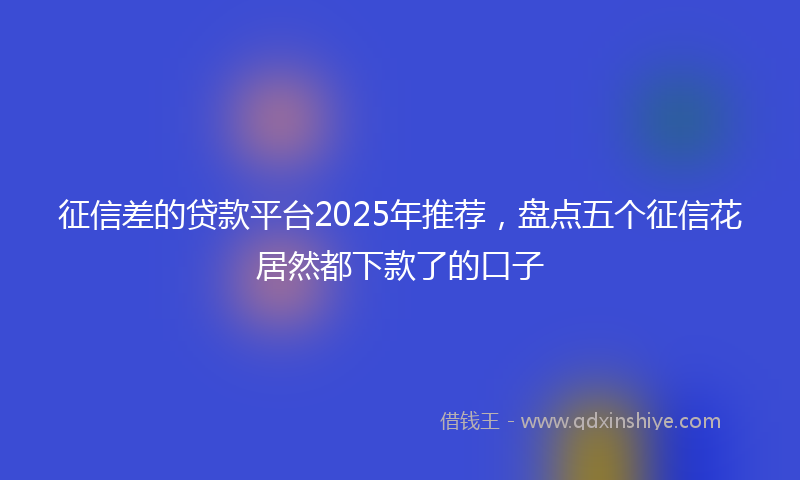 征信差的贷款平台2025年推荐，盘点五个征信花居然都下款了的口子