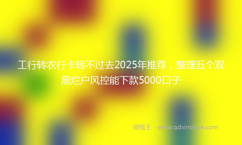 工行转农行卡转不过去2025年推荐，整理五个双黑烂户风控能下款5000口子