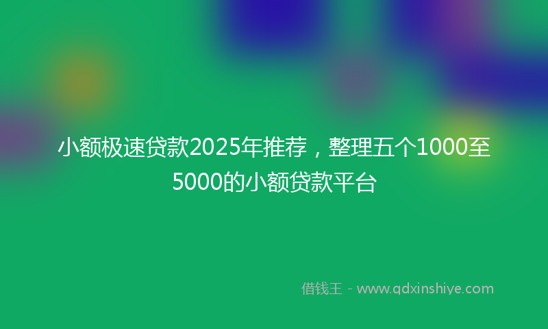 小额极速贷款2025年推荐，整理五个1000至5000的小额贷款平台