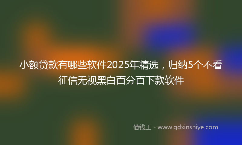 小额贷款有哪些软件2025年精选，归纳5个不看征信无视黑白百分百下款软件