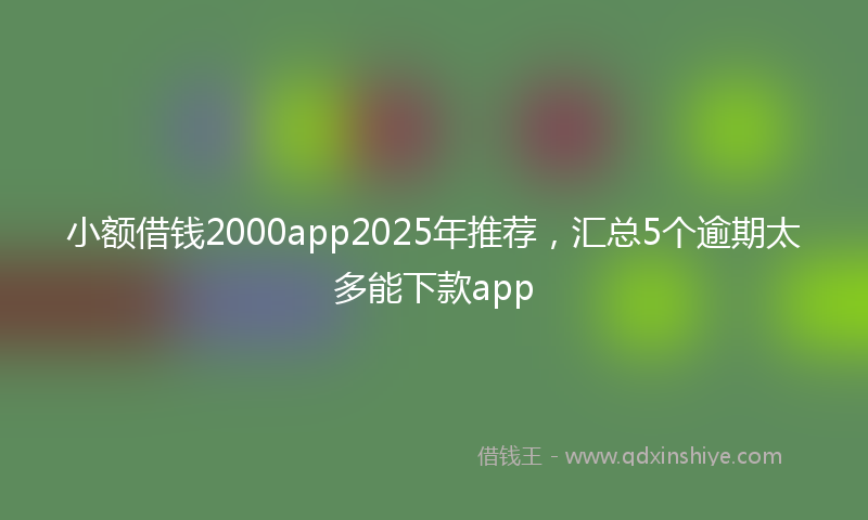 小额借钱2000app2025年推荐，汇总5个逾期太多能下款app