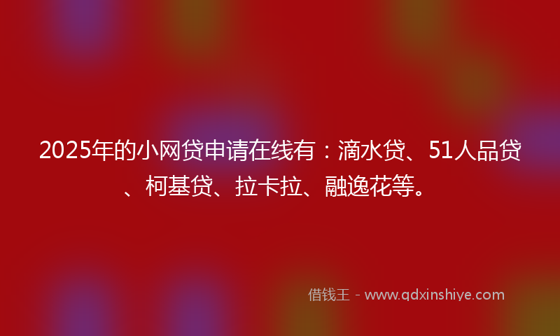 2025年的小网贷申请在线有：滴水贷、51人品贷、柯基贷、拉卡拉、融逸花等。