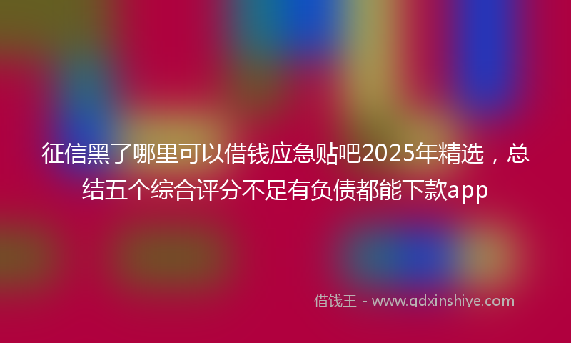 征信黑了哪里可以借钱应急贴吧2025年精选，总结五个综合评分不足有负债都能下款app