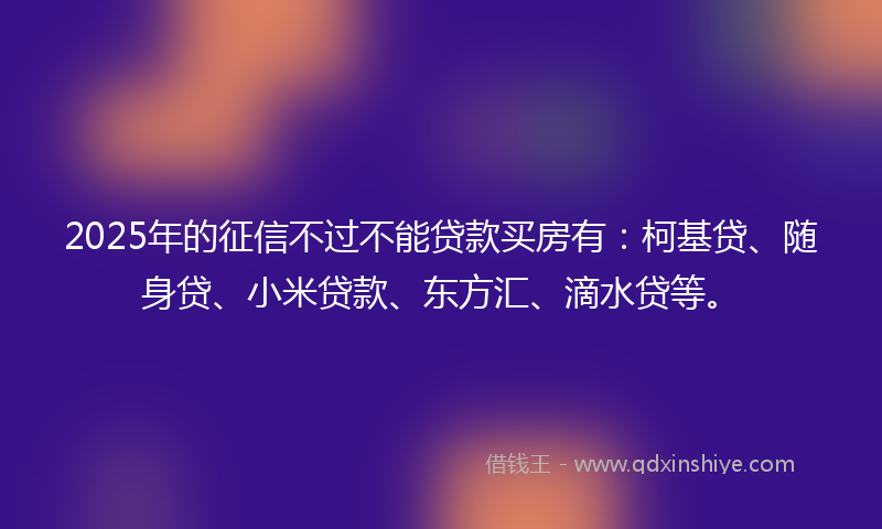 2025年的征信不过不能贷款买房有：柯基贷、随身贷、小米贷款、东方汇、滴水贷等。