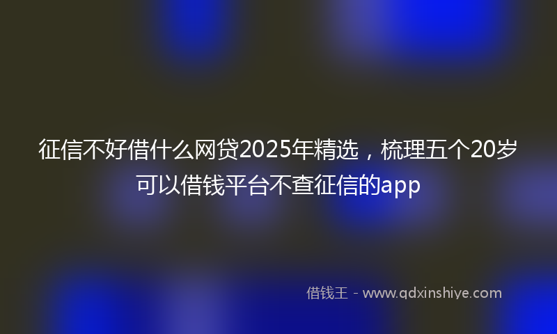 征信不好借什么网贷2025年精选，梳理五个20岁可以借钱平台不查征信的app