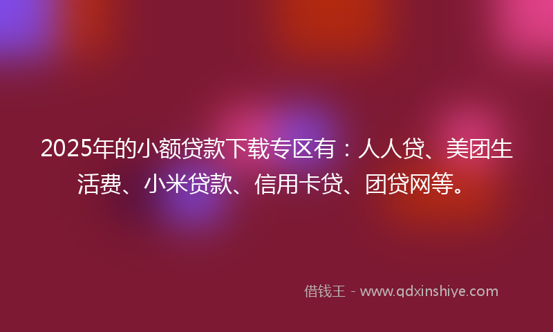2025年的小额贷款下载专区有：人人贷、美团生活费、小米贷款、信用卡贷、团贷网等。