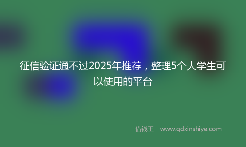 征信验证通不过2025年推荐，整理5个大学生可以使用的平台