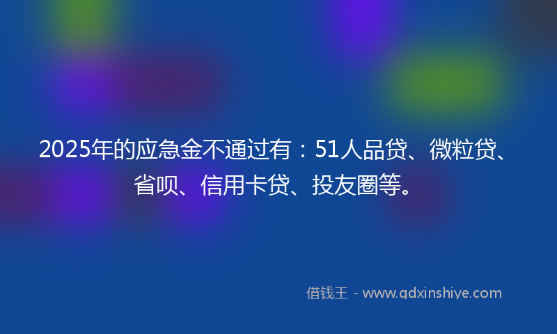 2025年的应急金不通过有：51人品贷、微粒贷、省呗、信用卡贷、投友圈等。