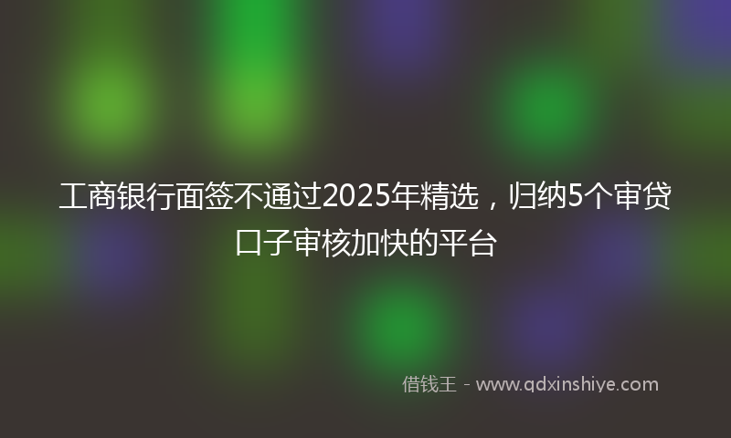 工商银行面签不通过2025年精选，归纳5个审贷口子审核加快的平台