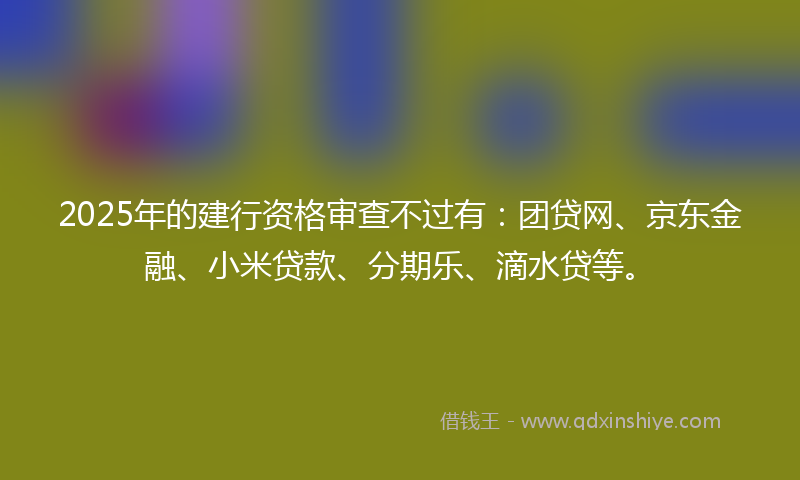 2025年的建行资格审查不过有：团贷网、京东金融、小米贷款、分期乐、滴水贷等。