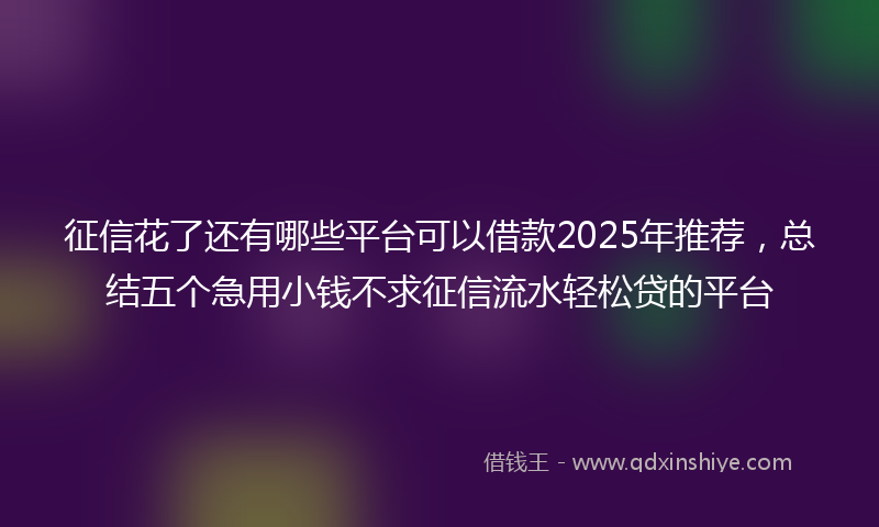 征信花了还有哪些平台可以借款2025年推荐，总结五个急用小钱不求征信流水轻松贷的平台