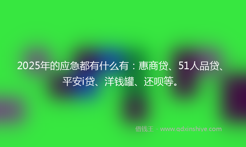 2025年的应急都有什么有：惠商贷、51人品贷、平安i贷、洋钱罐、还呗等。
