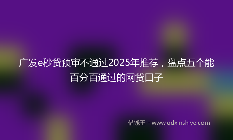 广发e秒贷预审不通过2025年推荐，盘点五个能百分百通过的网贷口子