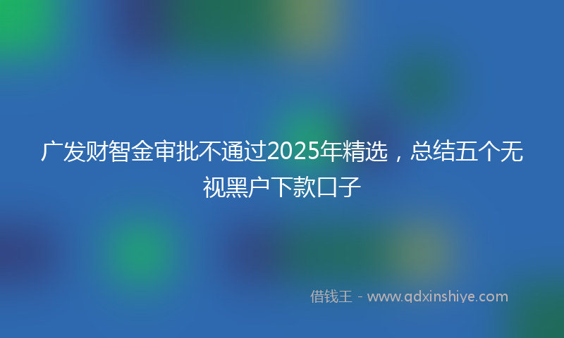 广发财智金审批不通过2025年精选，总结五个无视黑户下款口子