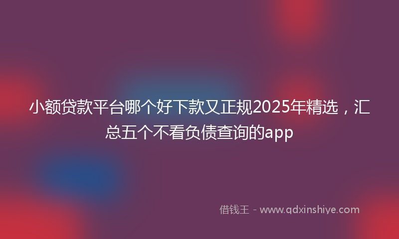 小额贷款平台哪个好下款又正规2025年精选，汇总五个不看负债查询的app