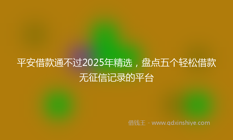 平安借款通不过2025年精选，盘点五个轻松借款无征信记录的平台