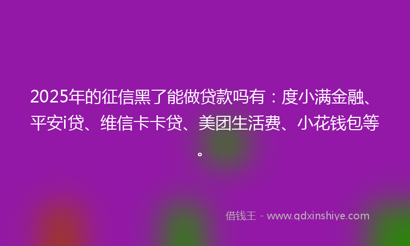 2025年的征信黑了能做贷款吗有：度小满金融、平安i贷、维信卡卡贷、美团生活费、小花钱包等。