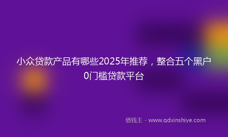 小众贷款产品有哪些2025年推荐，整合五个黑户0门槛贷款平台