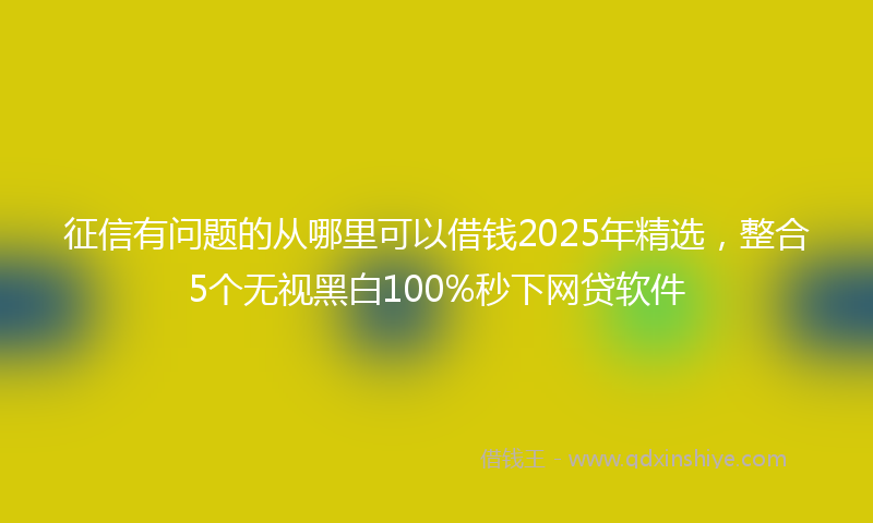 征信有问题的从哪里可以借钱2025年精选，整合5个无视黑白100%秒下网贷软件