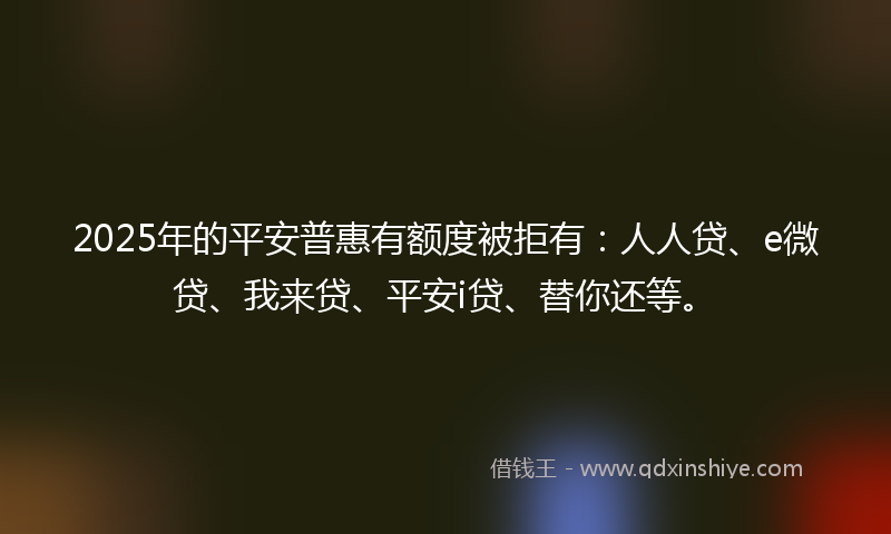 2025年的平安普惠有额度被拒有：人人贷、e微贷、我来贷、平安i贷、替你还等。