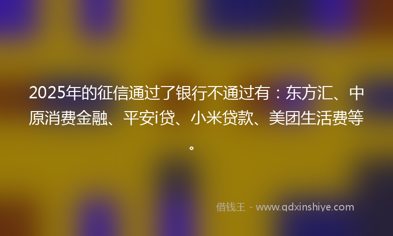 2025年的征信通过了银行不通过有：东方汇、中原消费金融、平安i贷、小米贷款、美团生活费等。