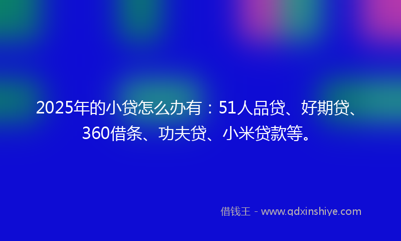 2025年的小贷怎么办有：51人品贷、好期贷、360借条、功夫贷、小米贷款等。