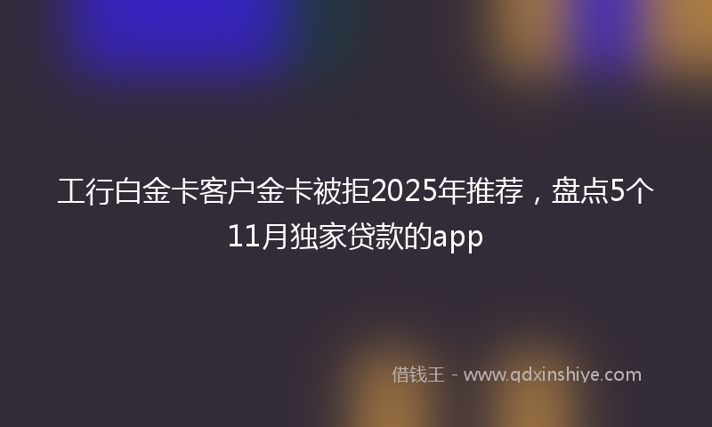 工行白金卡客户金卡被拒2025年推荐，盘点5个11月独家贷款的app