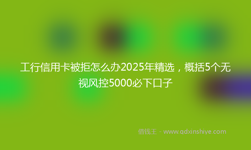 工行信用卡被拒怎么办2025年精选，概括5个无视风控5000必下口子