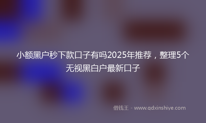 小额黑户秒下款口子有吗2025年推荐，整理5个无视黑白户最新口子