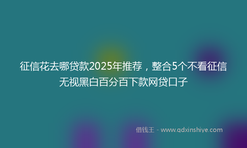 征信花去哪贷款2025年推荐，整合5个不看征信无视黑白百分百下款网贷口子